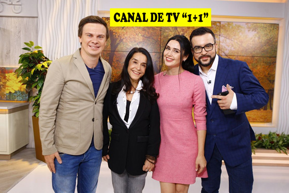 Nos estúdios do Canal de TV 1+1 na Ucrânia